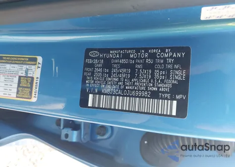 2018 Hyundai Tucson Sport from USA, damaged, VIN KM8J3CAL0JU699982